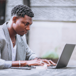 Kenyan student studying online